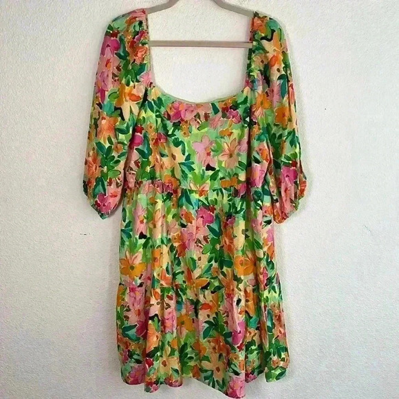 NWT Sanctuary Green Scoop Neck Boho Floral Midi Dress Size XL - Picture 4 of 11